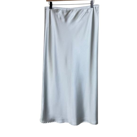 Joie M Mint Green Satin Unlined Lightweight Elastic Waistband Maxi Skirt - Picture 2 of 6
